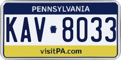 PA license plate KAV8033