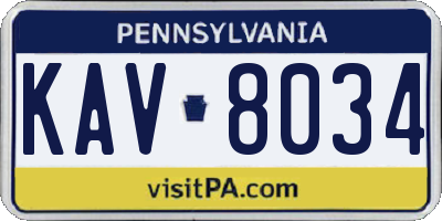 PA license plate KAV8034
