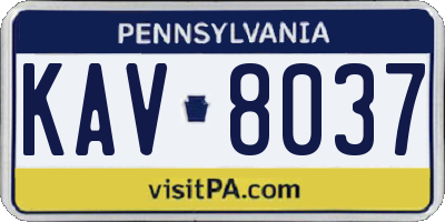 PA license plate KAV8037