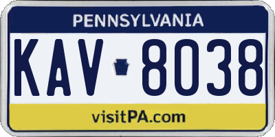 PA license plate KAV8038