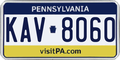 PA license plate KAV8060
