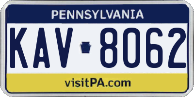 PA license plate KAV8062