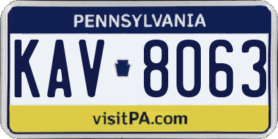 PA license plate KAV8063