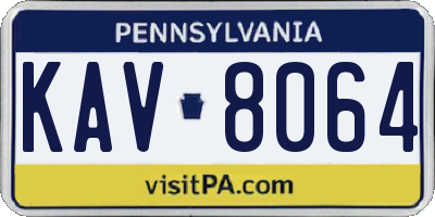 PA license plate KAV8064