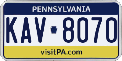 PA license plate KAV8070