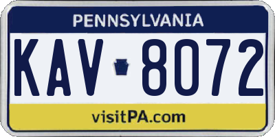 PA license plate KAV8072