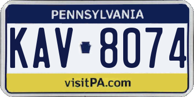 PA license plate KAV8074
