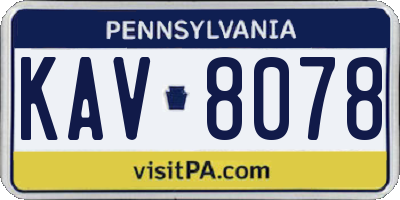 PA license plate KAV8078