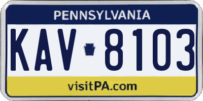 PA license plate KAV8103