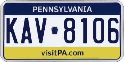 PA license plate KAV8106