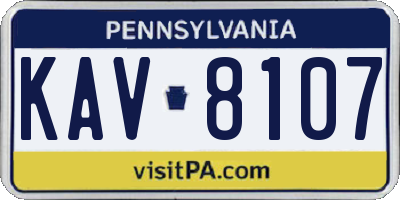 PA license plate KAV8107