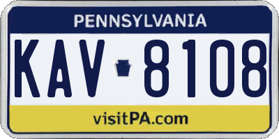 PA license plate KAV8108