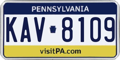 PA license plate KAV8109