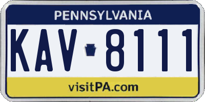 PA license plate KAV8111