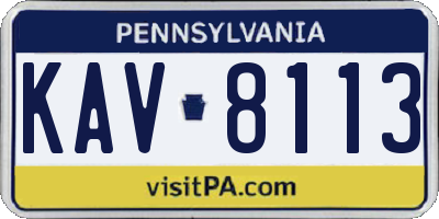 PA license plate KAV8113