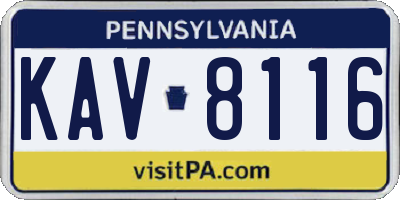 PA license plate KAV8116