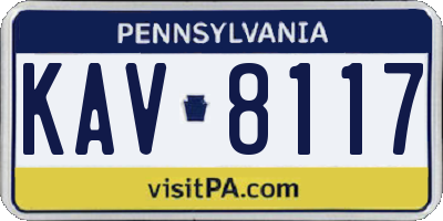 PA license plate KAV8117