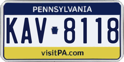 PA license plate KAV8118