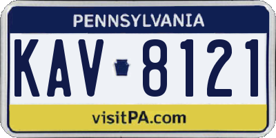PA license plate KAV8121