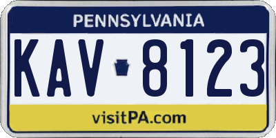 PA license plate KAV8123