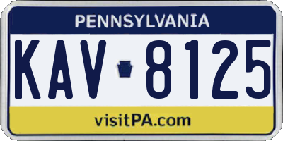PA license plate KAV8125