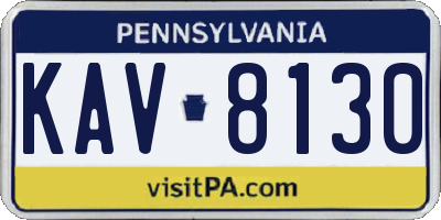 PA license plate KAV8130