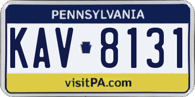 PA license plate KAV8131