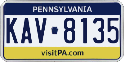 PA license plate KAV8135