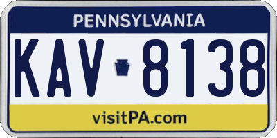 PA license plate KAV8138