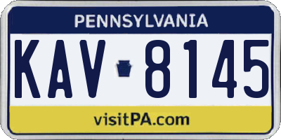 PA license plate KAV8145