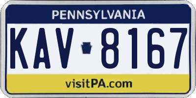 PA license plate KAV8167