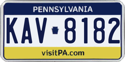PA license plate KAV8182