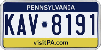 PA license plate KAV8191