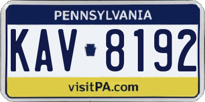 PA license plate KAV8192