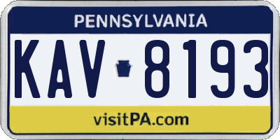 PA license plate KAV8193