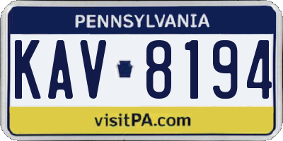 PA license plate KAV8194