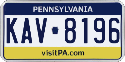 PA license plate KAV8196