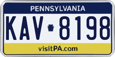 PA license plate KAV8198