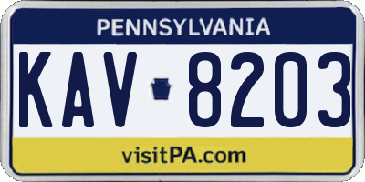 PA license plate KAV8203
