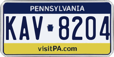 PA license plate KAV8204