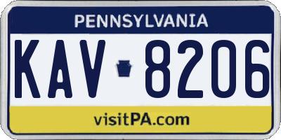 PA license plate KAV8206