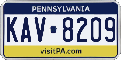 PA license plate KAV8209