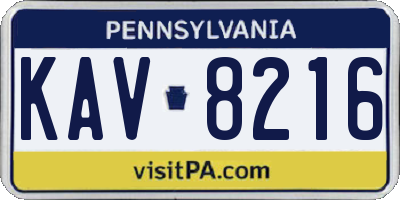 PA license plate KAV8216