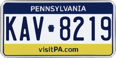 PA license plate KAV8219