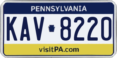 PA license plate KAV8220