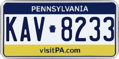 PA license plate KAV8233