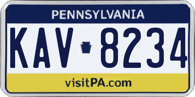 PA license plate KAV8234