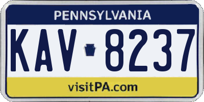 PA license plate KAV8237