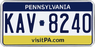 PA license plate KAV8240