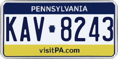 PA license plate KAV8243